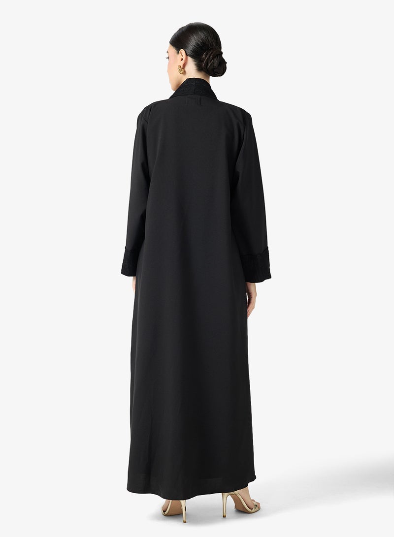hayas closet Black Embellished Abaya With Sheila - Image 2